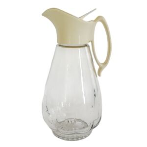 🟢 Anchor Hocking Log Cabin Starburst Maple Syrup Glass Pitcher Vintage 70s